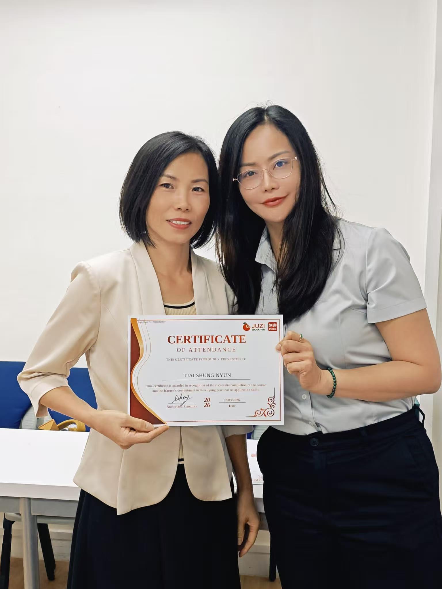 Course graduate celebrating